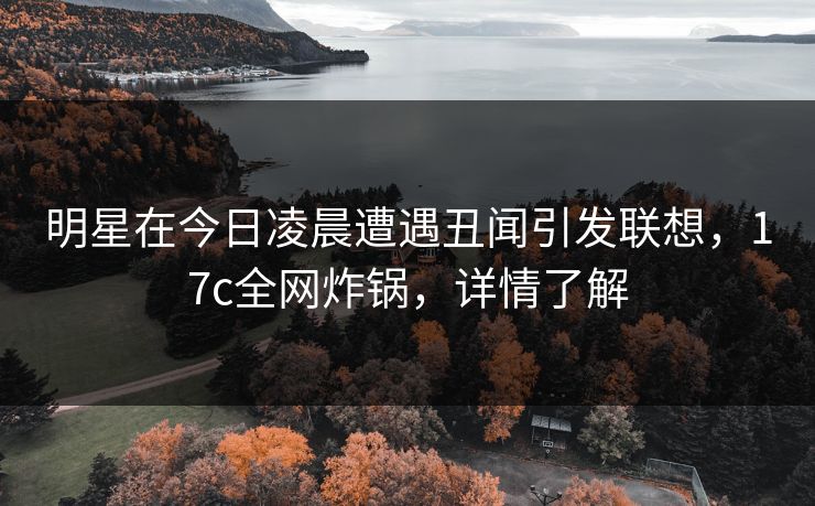 明星在今日凌晨遭遇丑闻引发联想，17c全网炸锅，详情了解