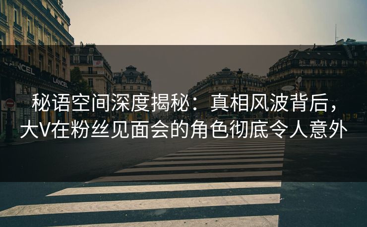 秘语空间深度揭秘：真相风波背后，大V在粉丝见面会的角色彻底令人意外